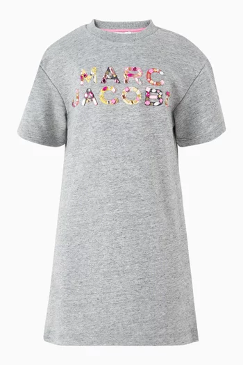 Floral Logo Dress in Cotton