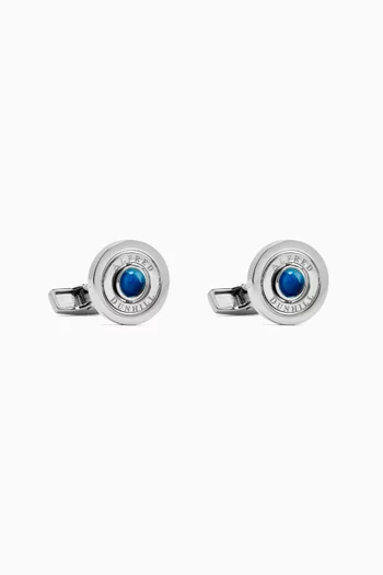 Topaz Gyro Cufflinks in Rhodium-plated Sterling Silver