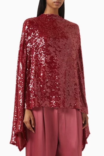 Sequin-embellished Oversized Cape T-Shirt