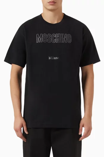 Rhine-stone Logo T-shirt in Cotton