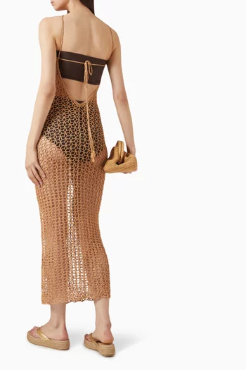 Isa Open-back Crochet Dress in Viscose