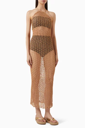 Isa Open-back Crochet Dress in Viscose