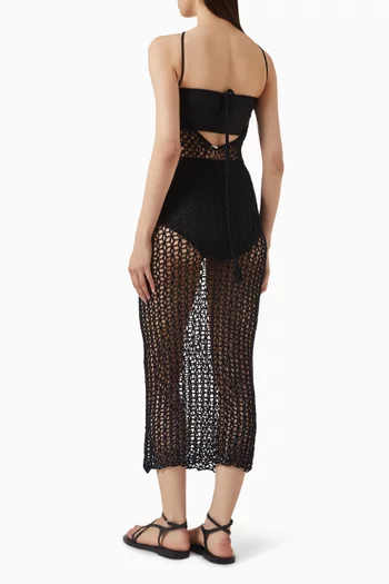 Isa Open-back Crochet Dress in Viscose