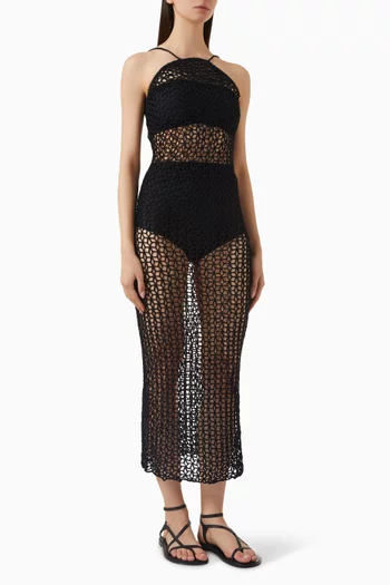 Isa Open-back Crochet Dress in Viscose