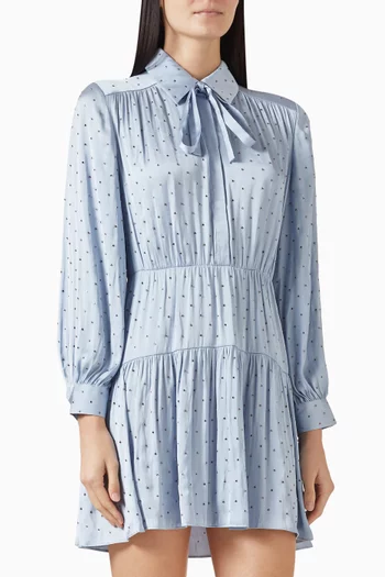 فستان قصير بنمط قميص مرصع بالحلي ستان