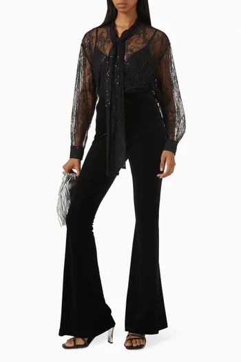 بنطال بيفلفت بقصة ساق واسعة