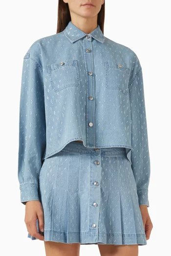 قميص مطرز بأحجار الراين دينم