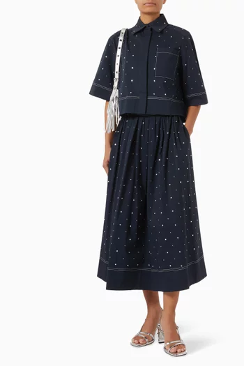 Jistudine Midi Skirt in Cotton-blend