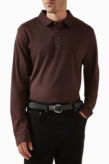 حزام بحلقة مزدوجة جلد حبيبي 