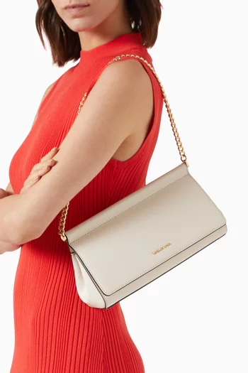 Medium Carmine Clutch Bag in Leather