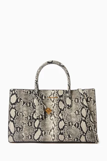 Medium Scarlett Satchel Bag in Snake-embossed Leather