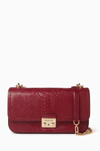 Large Tribeca Shoulder Bag in Snake-embossed Leather
