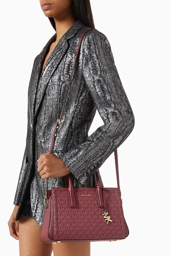 Small Laila Satchel Bag in Logo Canvas