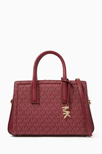 Small Laila Satchel Bag in Logo Canvas