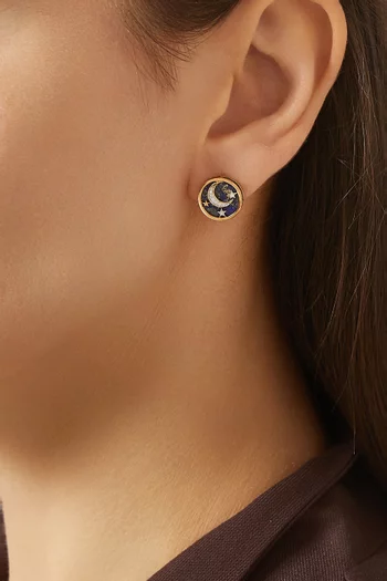 Crescent Diamond Stud Earrings in 18kt Gold