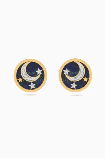 Crescent Diamond Stud Earrings in 18kt Gold