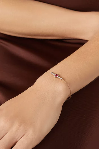 Heart Diamond Chain Bracelet in 18kt Rose Gold