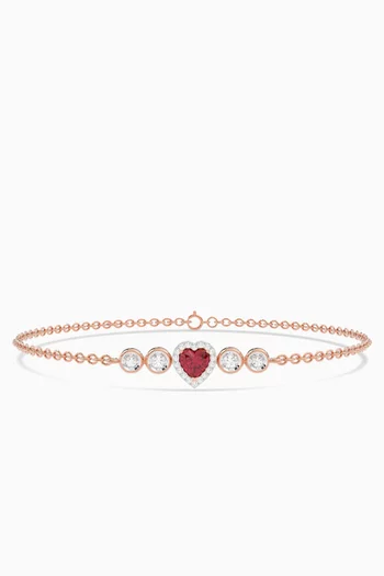 Heart Diamond Chain Bracelet in 18kt Rose Gold