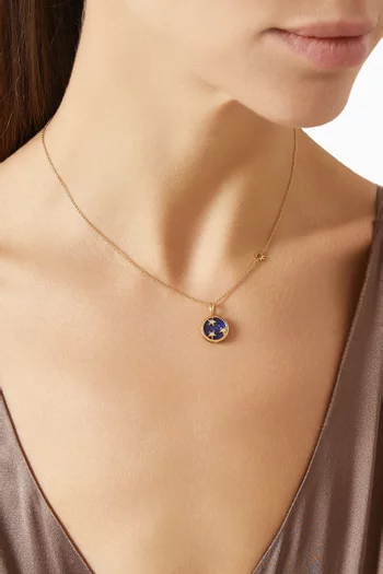 قلادة بدلاية دائرية مرصعة بالماس ذهب عيار 18