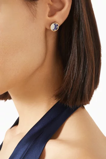Crescent Diamond Stud Earrings in 18kt Gold