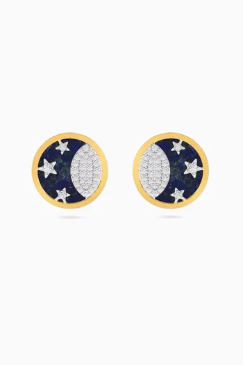 Crescent Diamond Stud Earrings in 18kt Gold