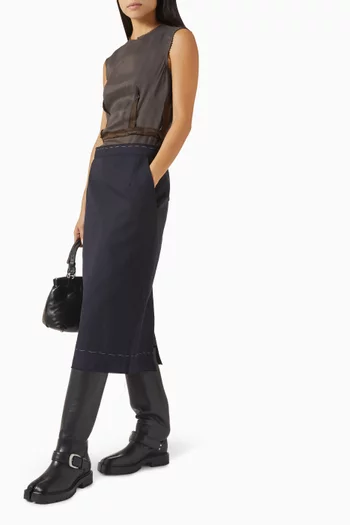 فستان بتفاصيل غير محاكة مزيج صوف