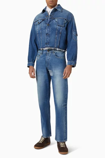 بنطال جينز بساق تضيق باتجاه الحافة دينم