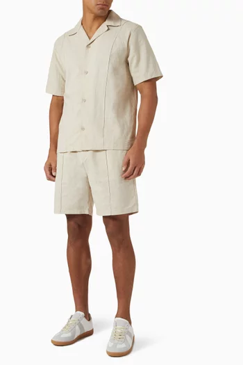 Pintuck Shorts in Linen Blend