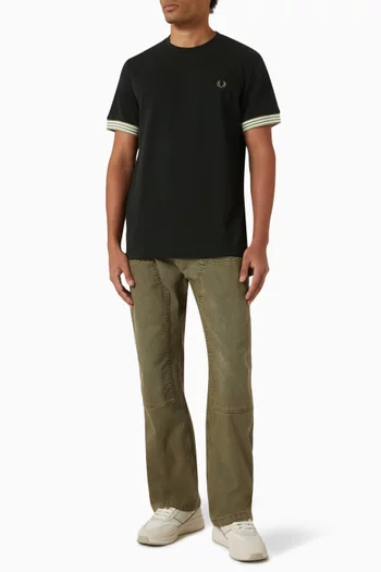 Striped Cuff T-shirt in Cotton