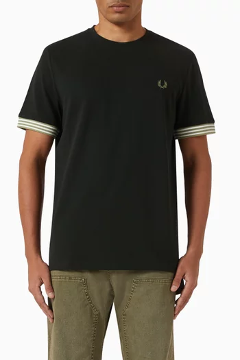 Striped Cuff T-shirt in Cotton