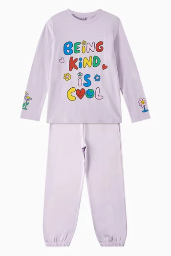 Printed Long-sleeve T-shirt in Cotton