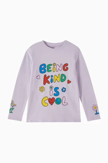 Printed Long-sleeve T-shirt in Cotton