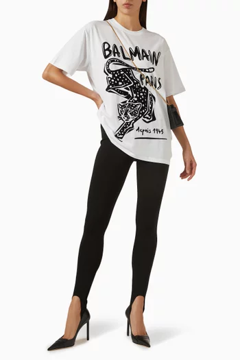 تي شيرت بقصة فضفاضة وطبعة الفهد قطن