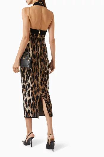 Leopard-print Bustier Dress in Jacquard
