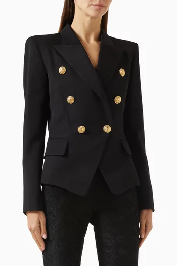 Button Fitted Jacket in Wool