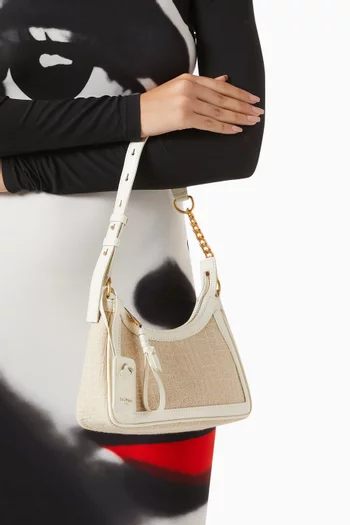 حقيبة كتف بي آرمي قنب وجلد بنقشة شعار الماركة