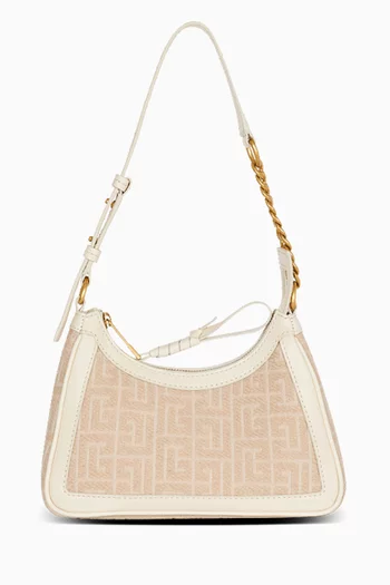 حقيبة كتف بي آرمي قنب وجلد بنقشة شعار الماركة