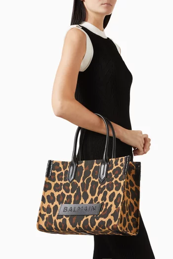 B-Army 36 Leopard-print Tote Bag in Canvas & Leather