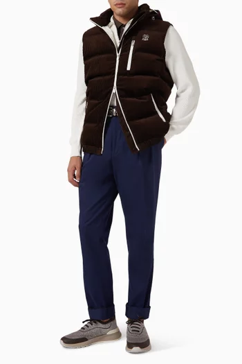 Padded Down Vest in Corduroy