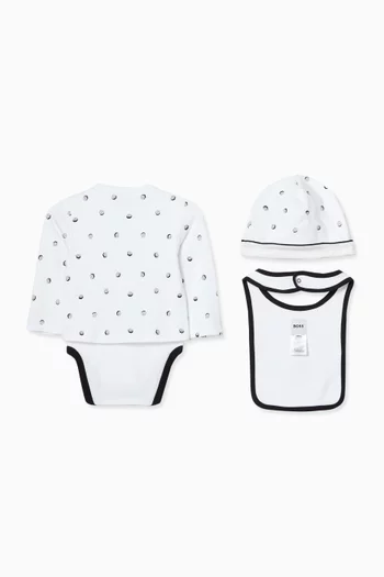 طقم هدايا بشعار الماركة قطن مطاطي، 3 قطع