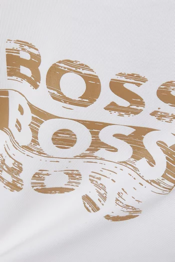 تي شيرت بطبعة شعار الماركة قطن