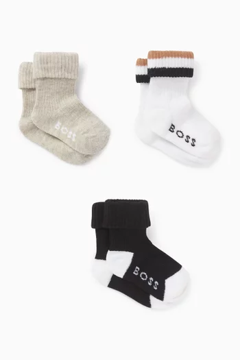 Logo Socks in Cotton-blend, Set of 3