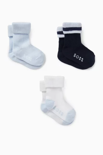 Logo Socks in Cotton-blend, Set of 3