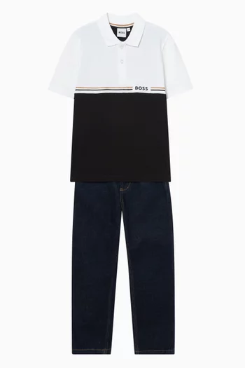 Logo Polo Shirt in Cotton Pique
