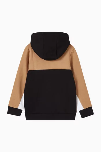 Colour-block Logo Zip-up Hoodie in Fleece
