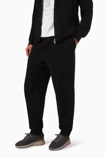 حذاء جري جلد عجل لامع ونسيج قطن