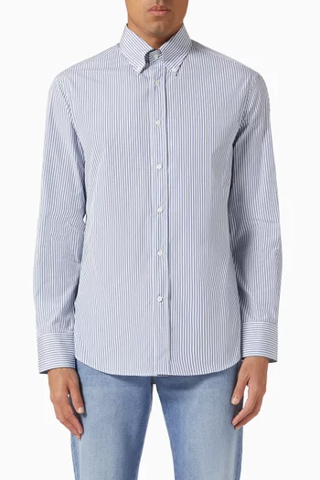 Striped Slim Shirt in Cotton Poplin