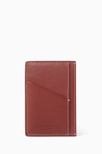 Logo-embossed Card Case in Leather