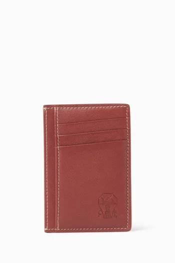 Logo-embossed Card Case in Leather