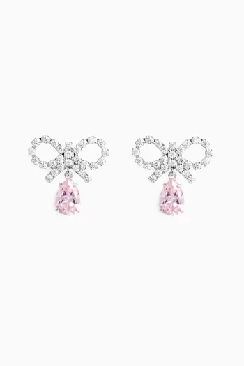 Micro Bow Droplet Earrings in Silver-plated Brass
